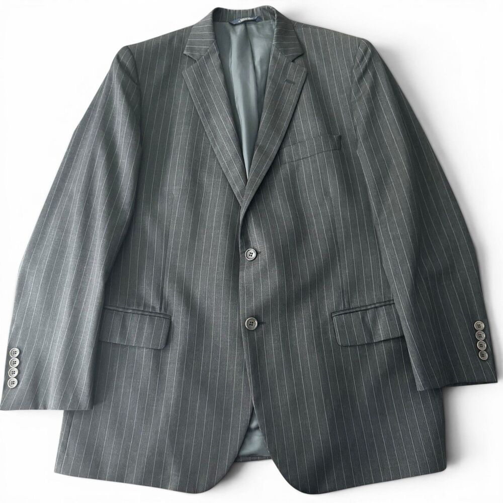 Brooks Brothers 1818 Fitzgerald Blazer 44R Gray Pinstripe Wool Trabaldo Togna